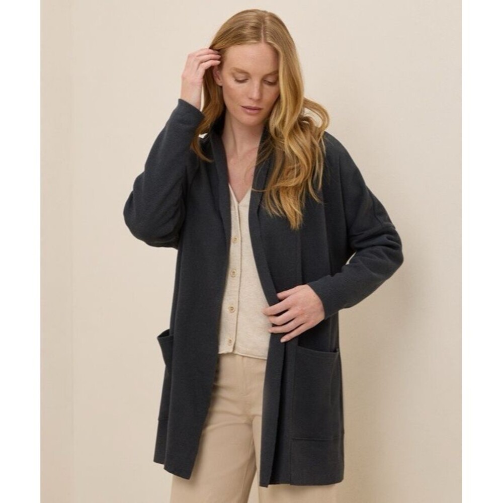 NWT Pact Women's XL/XXL Charcoal Heather Airplane Cardigan X2 Organic Cotton